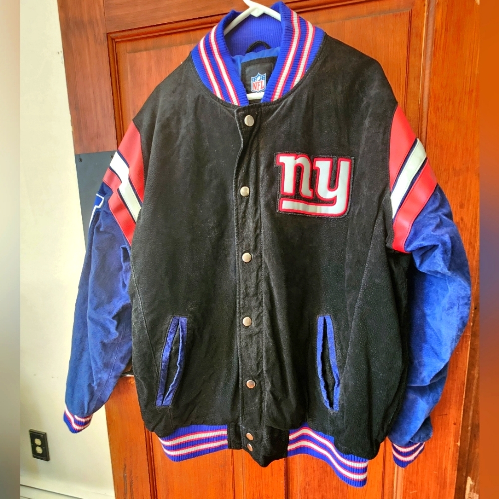 NY Giants Leather NFL Bomber Jacket